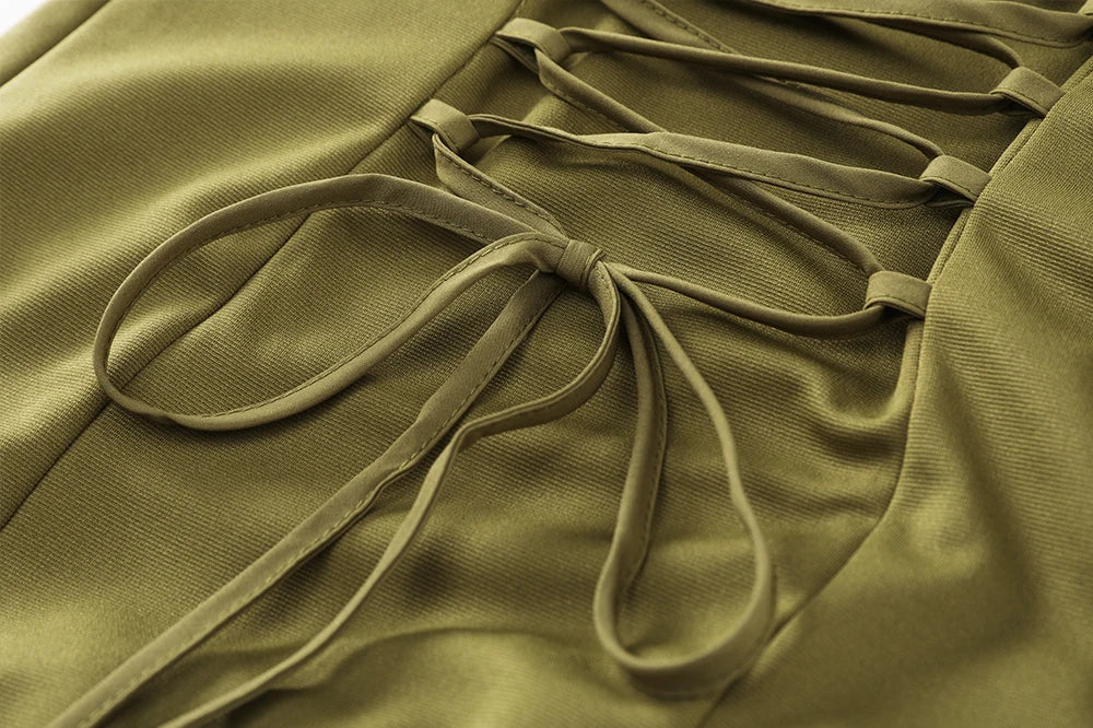 Olive Sculpted Scarf Maxi Dress