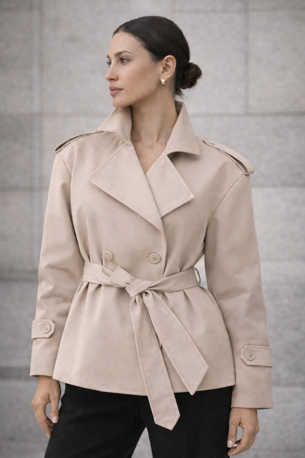 Structured Belted Trench Jacket